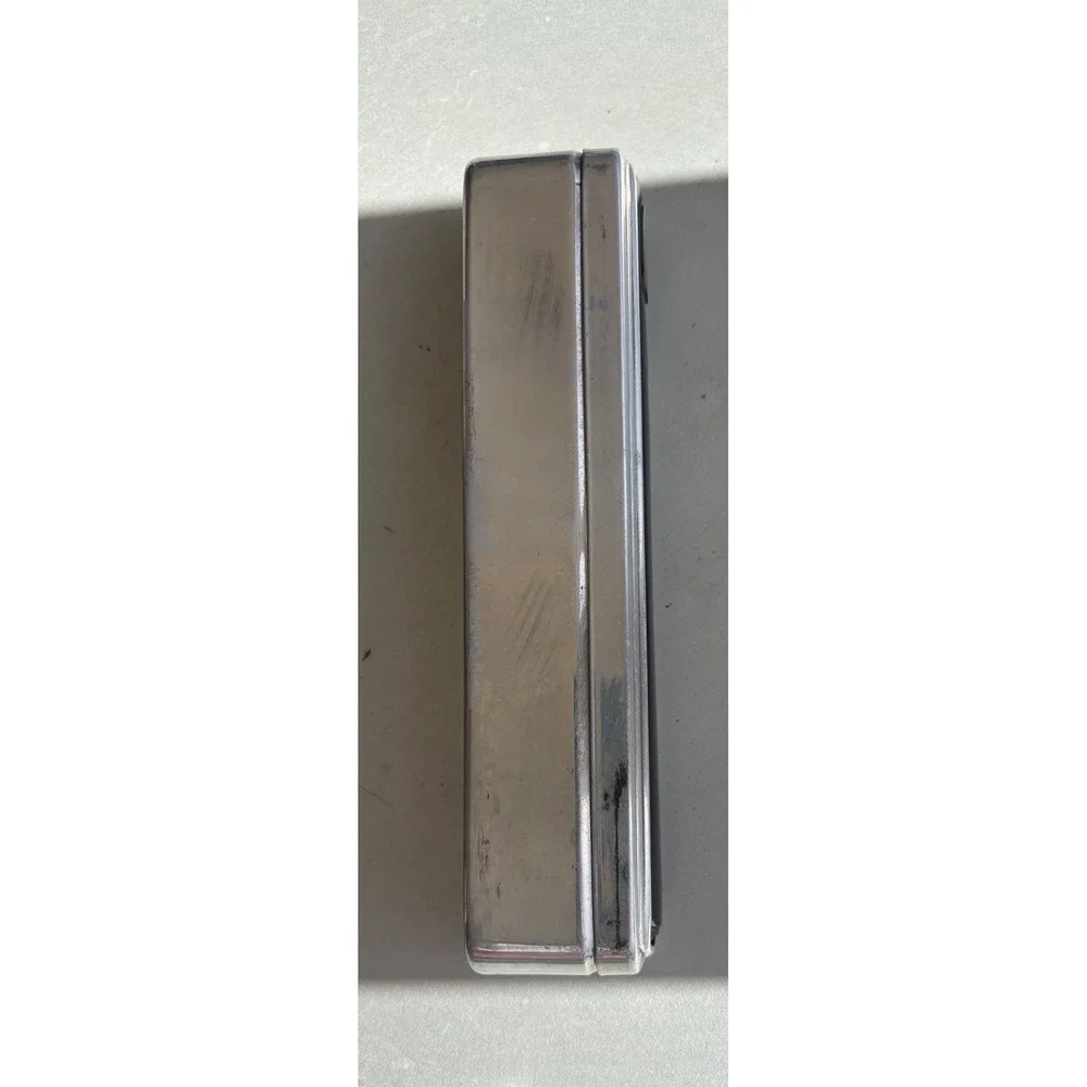 Vintage Art Deco 3 Piece Grooming Set Black Aluminum Clothes Brush & StorageTins